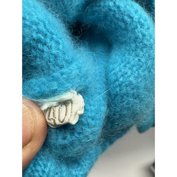 VINTAGE ANGELON BY DARLENE French Angora/Lamb Wool Sweater Blue W's Size 40 USA - Picture 10 of 11